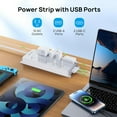 thumbnail image 3 of TROND Surge Protector Power Strip, ETL Listed, Flat Plug 15ft Long Extension Cord, 10 Wide Spaced Outlets, 2 USB A & 2 USB C Ports, 4000J, Wall Mount/Screw On, for Home Office Entertainment, White, 3 of 7