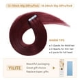 thumbnail image 4 of YILITE 99J Extensions de Cheveux Humains 22 Pouces 50g 20 Pcs Ruban Rouge pour Cheveux Remy Cheveux Humains, Fil de Peau Sans Couture 99J Ruban ins (22 Pouces 99J), 4 of 6