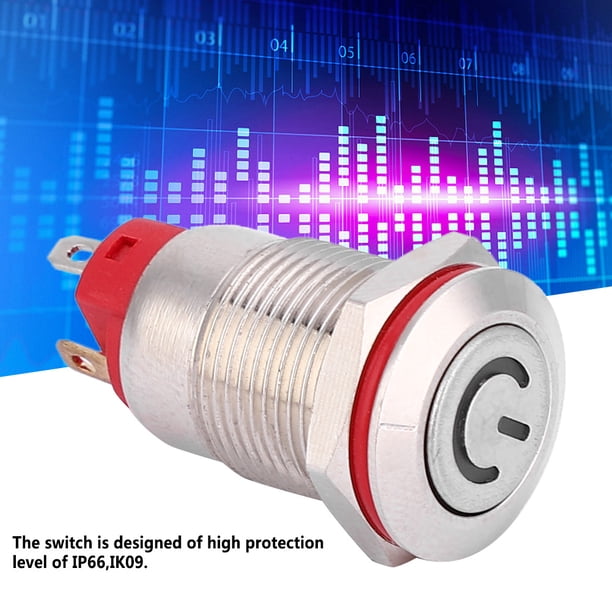 Anillo de luz led 1 no ip66 ik09 Interruptor de botón de metal de 4 pines a prueba de agua de 12 mm Interruptor de autobloqueo LED en forma de energía ANGGREK Otros