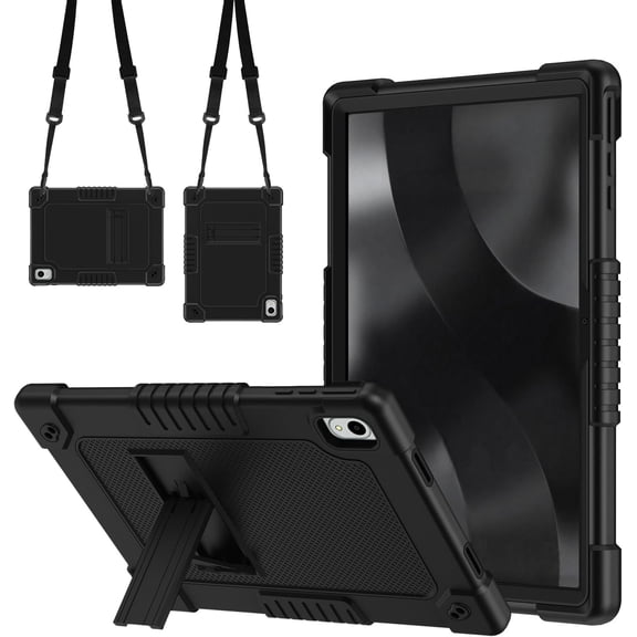 Hoibon Compatible with Walmart onn 11 core Tablet 2026 Model 36018341 / Walmart Onn. 11" Tablet Pro 2024 Model 100146660 Case Sturdy Heavy Duty Shockproof Cover with Kickstand / Strap - Black