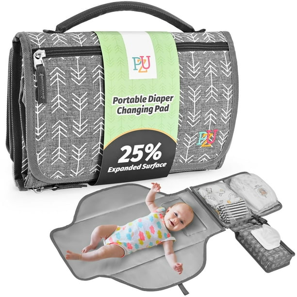 Cambiador de pañales portátil PZU impermeable con bolsillo para toallitas
