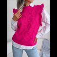 thumbnail image 4 of Suéter Sin Mangas con Volantes para Mujer, Cuello Redondo, Tejido de Punto, para Verano Rosa Roja M, 4 of 10