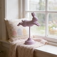 thumbnail image 5 of AURIGATE Easter Leaping Bunny on Stand, Wood-Look Rabbit Figurine with Pedestal Base, Spring Tabletop Decor for Home & Easter, 5 of 6