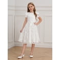 thumbnail image 4 of Jowowha Robe en Tulle Blanche pour Filles Manches Courtes Mariage Concours Fête Communion Robe Formelle Blanche 12, 4 of 7