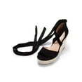 thumbnail image 3 of Womens Espadrilles Wedges Sandals Heels Open Toe Tie Lace Up Platform Ankle Strap Summer Dress Shoes, 3 of 5