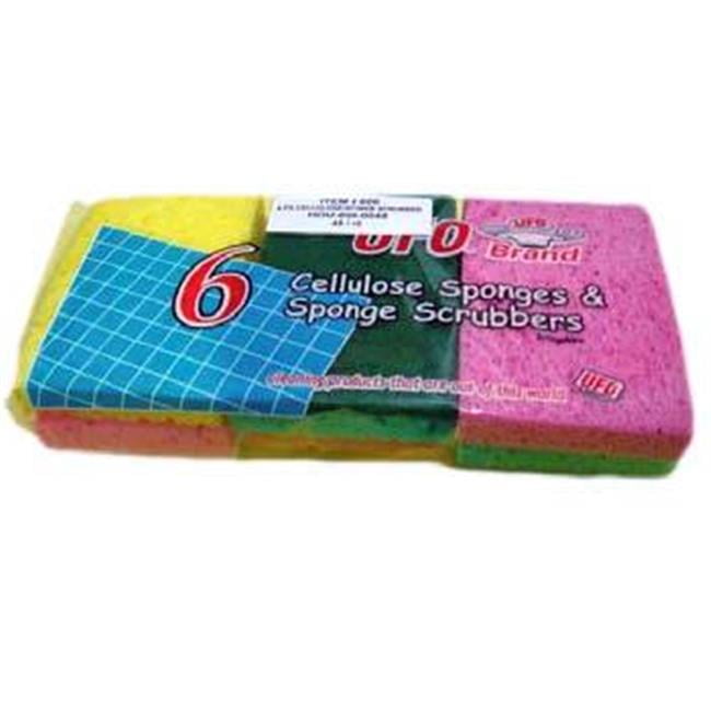 DDI 2328116 Assorted UFO Cellulose Sponge and Scrubber 6 Pack Case of 48