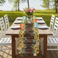 thumbnail image 4 of Table Runners 72 Inches Long Dress Scarves, Sunflower Farmhouse Kitchen Table Runner, Coffee Tablerunners, Yellow Summer Botanical Flowers Wooden 18x72 Inch, 4 of 9