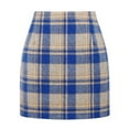 thumbnail image 2 of Cyglowse Womens Plaid Mini Skirt Fall Winter High Elastic Waist Short Pencil Skirt Blue L, 2 of 3