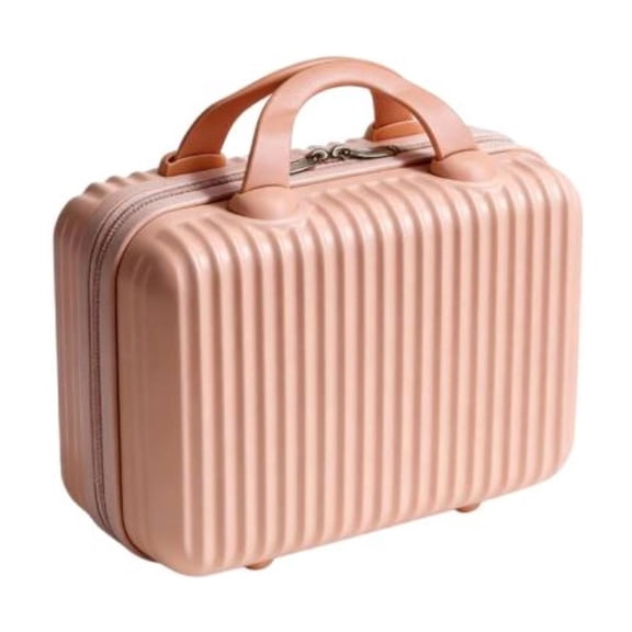11 Inch Hard Shell Cosmetic Case,Portable Toiletry Storage Box,Travel Suitcase with Elastic Fixing Straps & Waterproof Striped Design,Perfect for Outdoor Travel