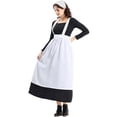 thumbnail image 3 of YFNNUP Halloween Costume for Women Maid Peasant Dress Suit with Apron Headscarf Renaissance Color Block Dresses Vintage Party Costumes Black S, 3 of 4