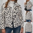 thumbnail image 2 of IROINID Veste en Fausse Fourrure pour Femmes, Manches Longues, Imprimé Léopard, Col Rabattu, Veste d'Hiver Décontractée Chaude, 2 of 9