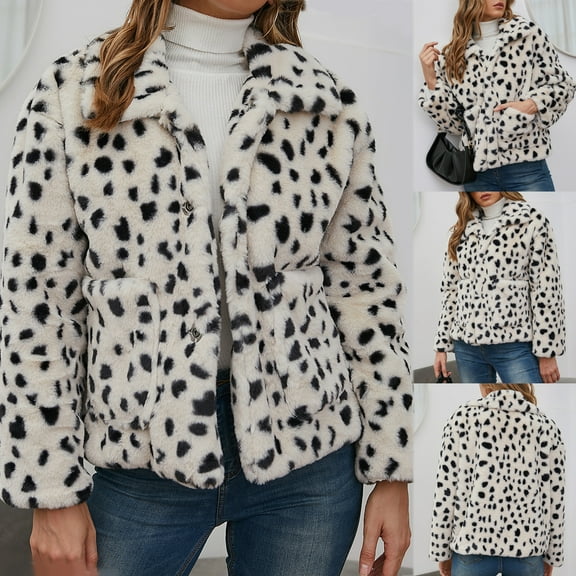 AOOCHASLIY 2023 Women Tops Women Winter Warm Faux Coat Warm Furry Faux Jacket Long Sleeve Outerwear