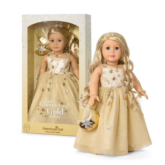 Muñeca American Girl 2025 Glimmering Gold Holiday de 46 cm