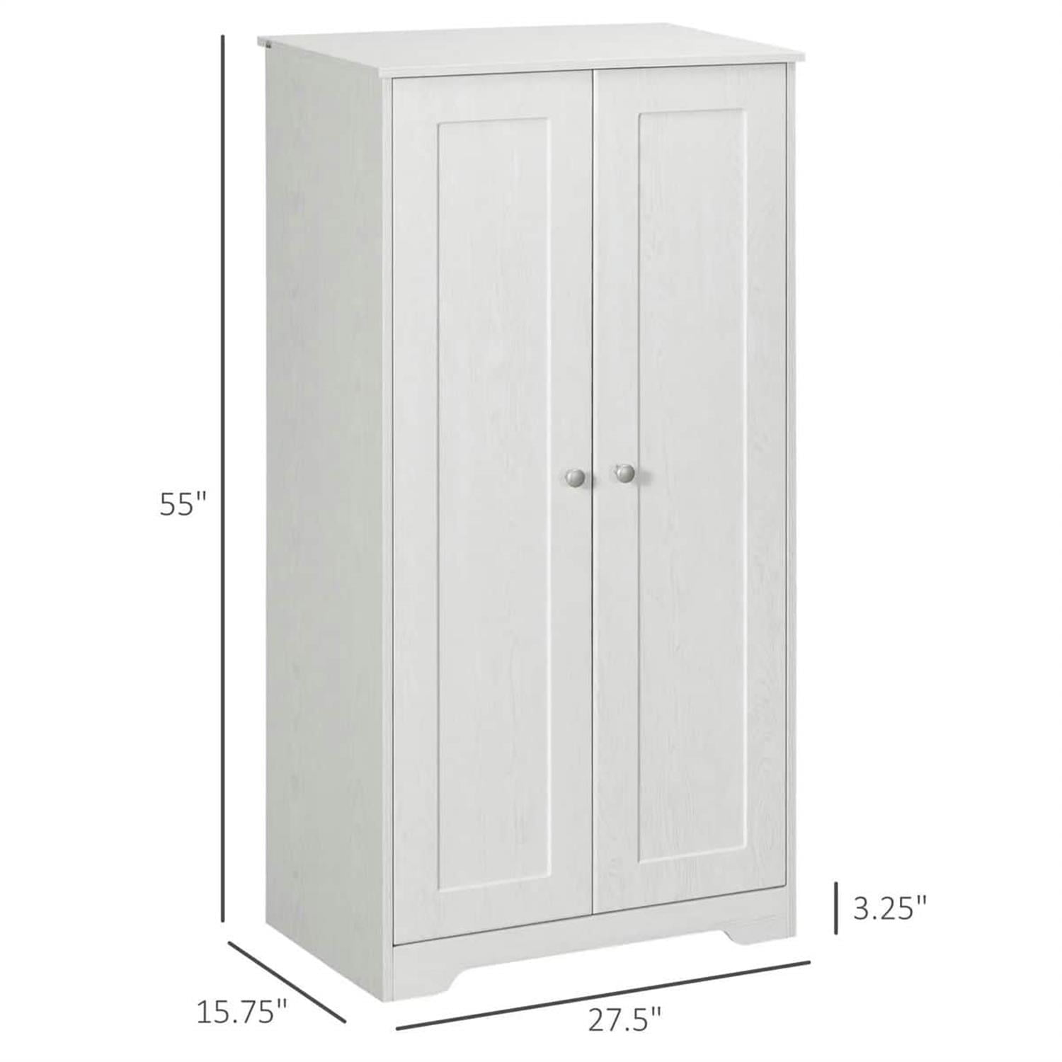 Demi Bonn 54" Kitchen Pantry Storage Cabinet, Freestanding 2-Door Cupboard, Space-Saving Shelves for Living Room, White