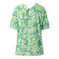 thumbnail image 5 of TSADFHJI Hauts de Fête de Noël pour Femmes Hauts Rétro Mode Coloré Ample Décontracté Col Rabattu T-Shirt Manches Courtes TG Vert, 5 of 5