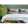 thumbnail image 4 of Ambesonne Ocean Duvet Cover Sets, Sea Coast by Beach Rock, 2-King, Blue Brown White, 4 of 7