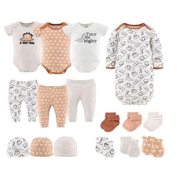 The Peanutshell Newborn Layette Gift Set for Baby Boys or Girls, Tiny Dino, 16 Essential Pieces,0-3 Months