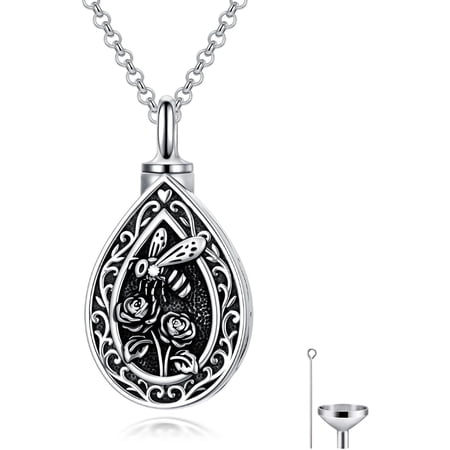 Urn Necklace for Ashes 925 Sterling Silver Memories Keepsake Cremation Jewelry for Women Men