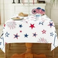 thumbnail image 2 of 4th of July Rectangle Tablecloth - 60x84 Inch Patriotic American Red Blue Stars Table Cover Independence Day Memorial Day Washable Table Cloth for Holiday Party Table Decorations, 2 of 5