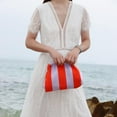 thumbnail image 4 of Summer Beach Clutch Purses for Women Woven Crochet Handbags Dumpling Clutch Ruched Cloud Purse Casual Colorblock Bag, 4 of 6