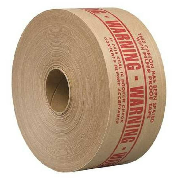 TapeCase"Warning" Printed Kraft Water Activated Tape 3" x 450' (1 Roll)