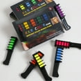 thumbnail image 5 of 6 Color Temporary Hair Chalk Comb Set, Festive Fun Hair Chalk Combs, Temporary Bright Hair Color Dye, Washable Hair Dye for Girls Kids Gifts on Birthday Cosplay Party for All Ages, 5 of 9