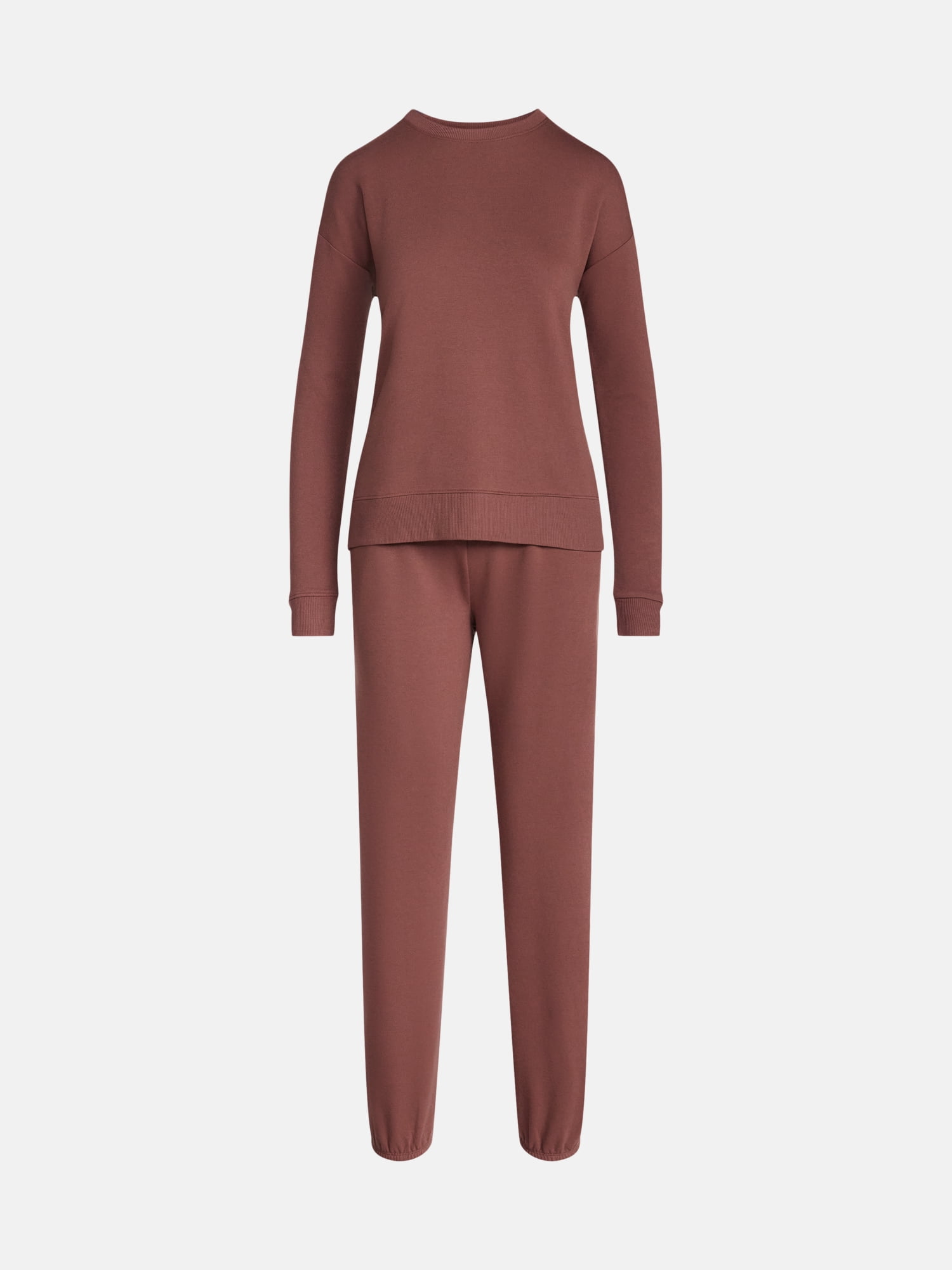Joyspun Women's Fleece Lounge Sleep Top and Joggers, 2-Piece Pajama Set, Sizes XS-3X