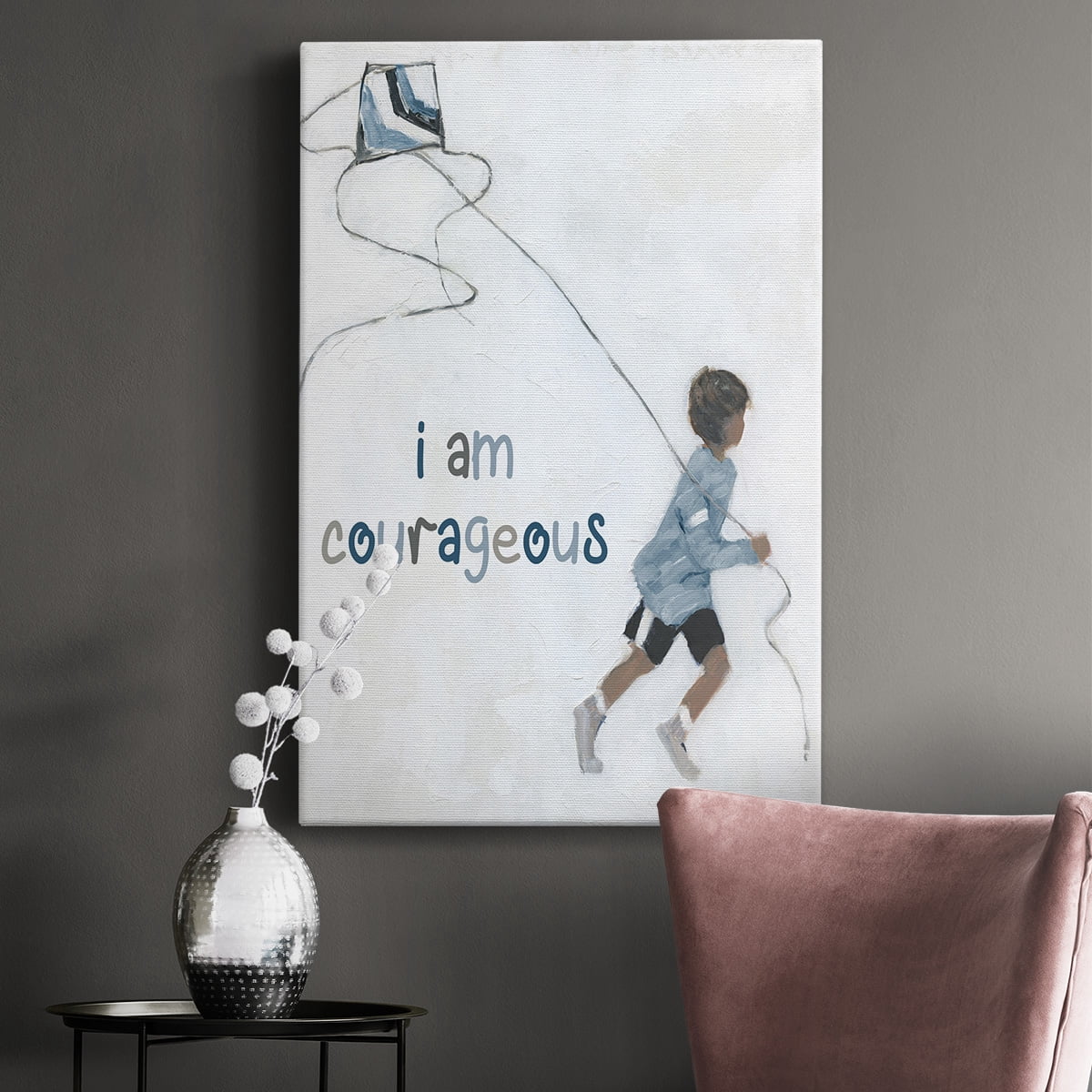 Boy Flying Kite Premium Gallery Wrapped Canvas - Ready to Hang