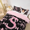 thumbnail image 3 of Manfei Letter Monogrammed S Twin Bedding,Kawaii Ribbon Bow Duvet Cover Set,2pcs,No Comforter,Pink Reversible,Breathable Home Decor, 3 of 6