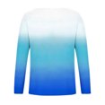 thumbnail image 3 of Kaemgyyd Womens Tunic Tops Trendy Soft Gradient Long Sleeve Shirts V Neck Color Block Casual Loose Outfits, 3 of 4