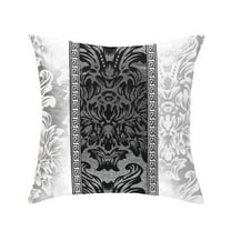 PiccoCasa Floral Print Cushion Cover 18"x18" Throw Pillow Protector, Silver and Black #3