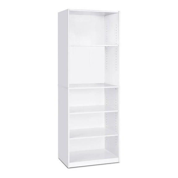 Pemberly Row Engineered Wood Simple Home 5-Shelf Bookcase in White