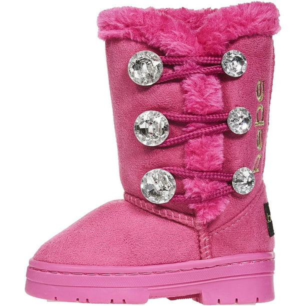 bebe bebe Toddler Girls Winter Boots with Rhinestones Buttons SlipOn