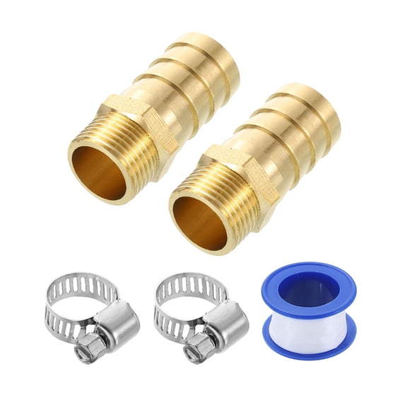 2Pcs Brass Hose Barb Fittings, 5/8" Barb x G3/8" Male Thread Hose Connector