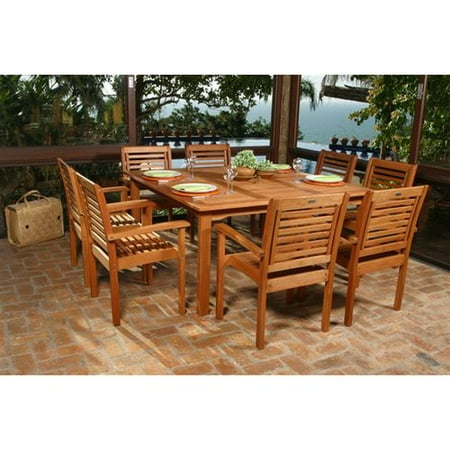 Milano Eucalyptus Square 9-Piece Patio Dining Set