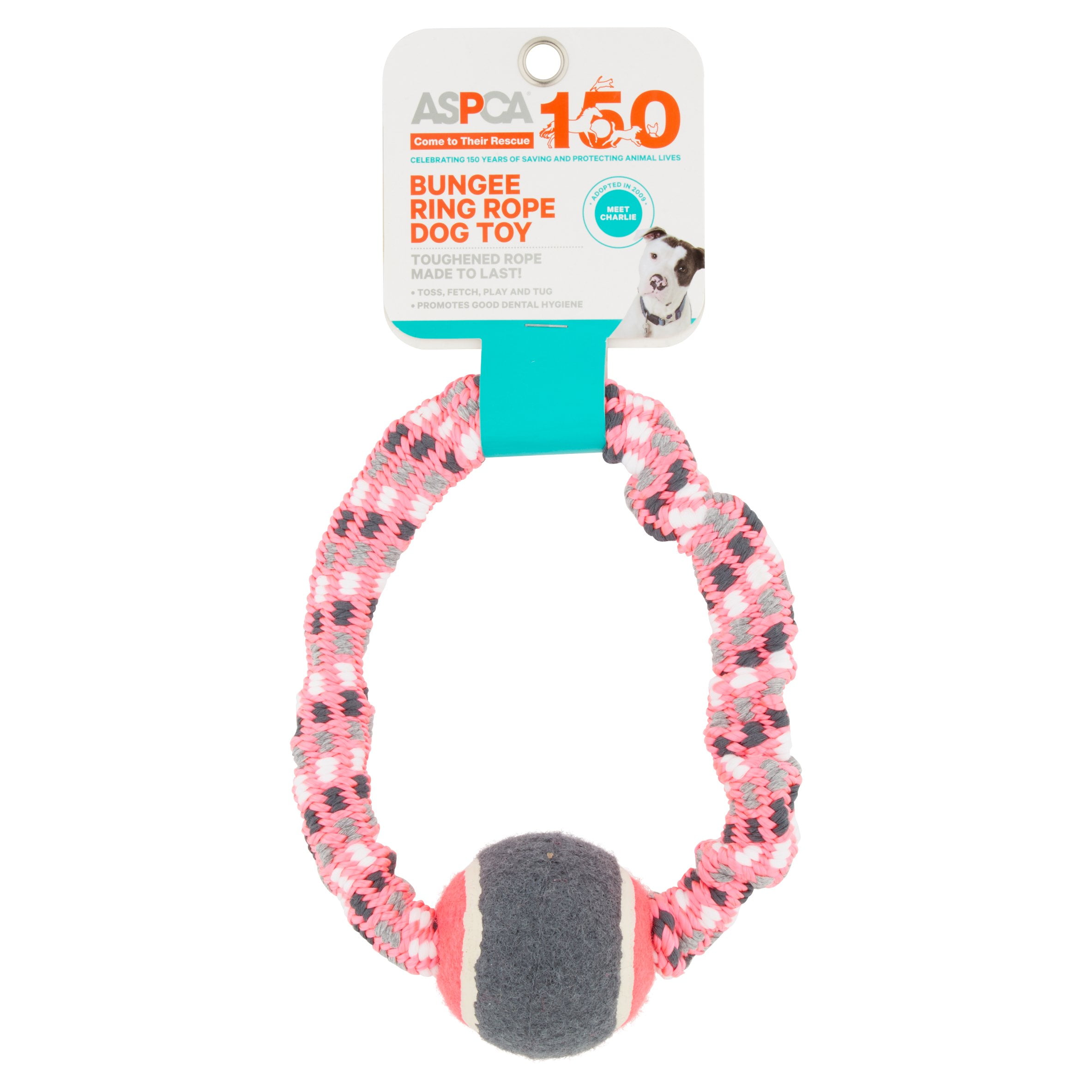 Bow Wow Pet ASPCA Rope Ring Bungee Dog Toy, Pink