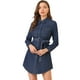 thumbnail image 1 of Vestido camisero de mezclilla frontal con botones y mangas largas con cinturón para mujer Allegra K Azul S, 1 of 6
