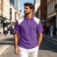 thumbnail image 2 of Hearthz Linen Polo T Shirts for Men Moisture Wicking Raglan Men Short Sleeve Shirt Color Block Soft Breathable Mens Golf Polo Shirts, 2 of 8