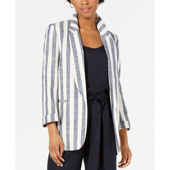 Bar III Striped Jacket Navy/Stone Multi L