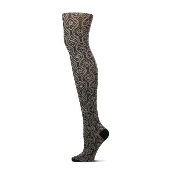 MeMoi Trellis Patterned Cotton Blend Sweater Tights - Womens - Female (Medium/Large, Black)