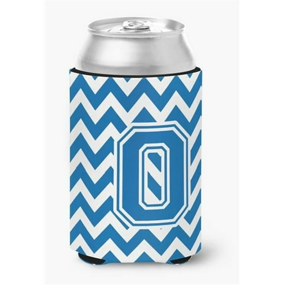 Letter O Chevron Blue & White Can or Bottle Hugger, 0.25 x 4 x 5.5 in.