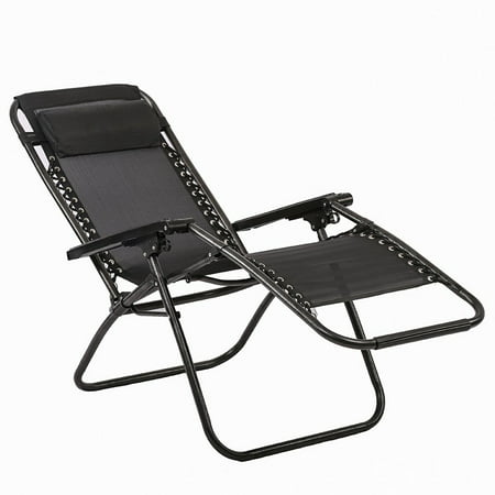 Outdoor Zero Gravity Chairs with Adjustable Pillow, 2 Pack, Black