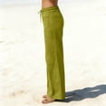 thumbnail image 5 of GPOECD Summer Casual Blend Elastic Waist Pants Straight Wide Leg Long with Pockets for Women Wide Leg Trousers Women Green,XL, 5 of 5