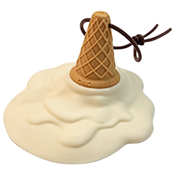 Cute Ice Cream Shaped Door Stopper, Decorative Silicone Wedge with Bottom Suction Cup, White/Yellow, Includes 1 Stopper