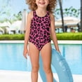 thumbnail image 3 of Uorisanigo Pink Leopard Print Girls One Piece Swimsuits Crossback Straps Sport Summer Beach Swimwear Polyester and Spandex Fabric Bathing Suit, Size 5-6, 3 of 7