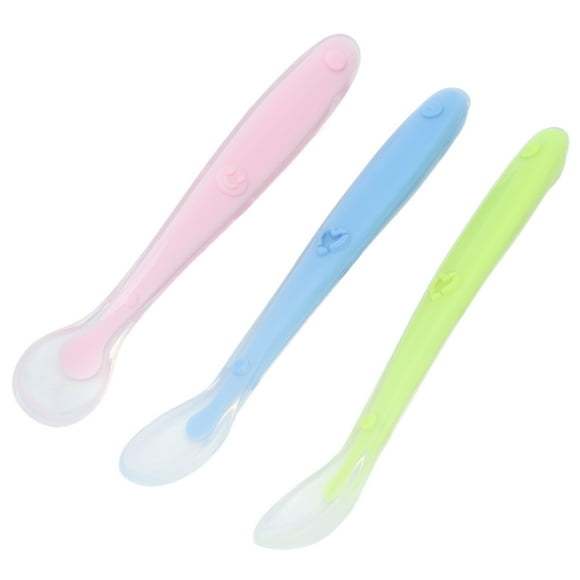 Soft Silicone Baby Spoons, Strict Design Ergonomic Design 360 Arbitrary Angle Bending Baby Feeding Spoon for Baby Self Feeding Training
