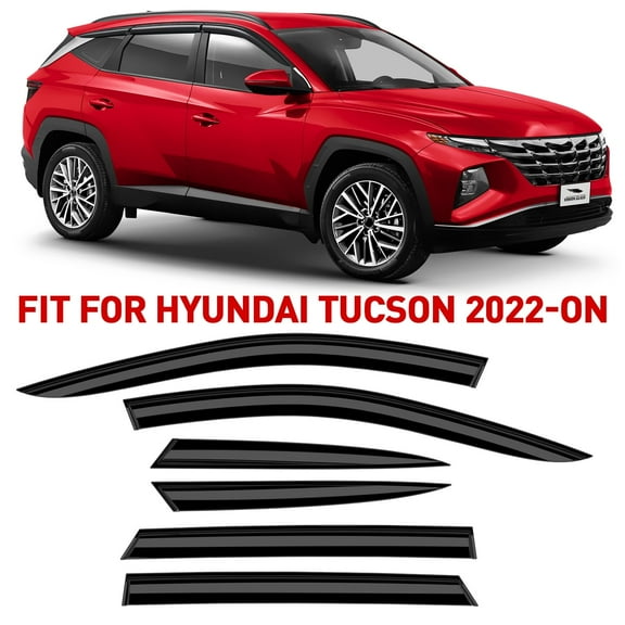 Voron Glass Tape-on Extra Durable Rain Guards for Hyundai Tucson 2022-2026, Window Deflectors, Vent Window Visors, 6 Pieces - 100377