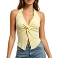 thumbnail image 5 of Tsesme Women's Halter Backless Crop Tops, Deep V Twist Front Sleeveless Tank Tops, Slim Fits Ribbed Knit Going out Camisole S, 5 of 6