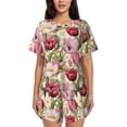 thumbnail image 1 of Balery Tulips Flowers Conjunto de Pijama para Mujer con Estampado, Dos Piezas de Manga Corta y Shorts, Ropa de Dormir Suave con Cuello Redondo y Bolsillos-4X-Large, 1 of 6