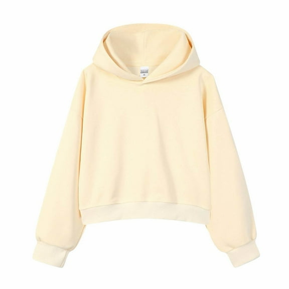 Womens Oversized Hoodies 2025 Cropped Hooded Heavyweight Drop Shoulder RLong Sleeve Casual 2025 Fall Trendy Outfits Beige